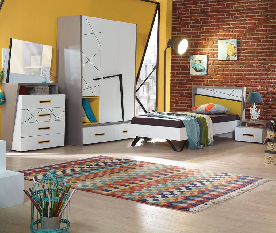 Basic Collectie Tienerkamer Vector Yellow 4 Delig