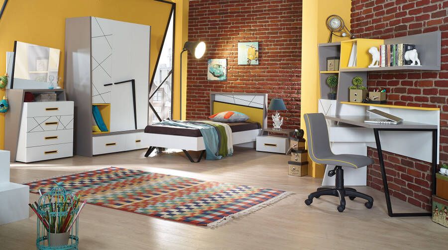 Basic Collectie Tienerkamer Vector Yellow 5 Delig