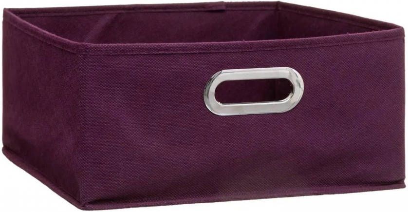 5Five Opbergmand/kastmand 14 Liter Aubergine Paars Linnen 31 X 31 X 15 Cm Opbergmanden