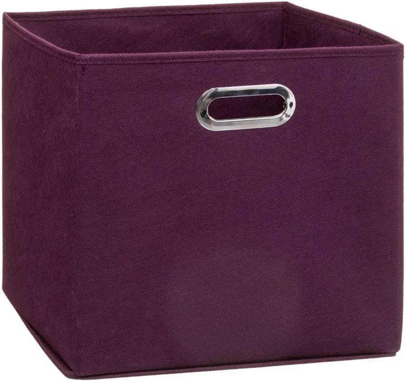 5Five Opbergmand/kastmand 29 Liter Aubergine Paars Linnen 31 X 31 X 31 Cm Opbergmanden
