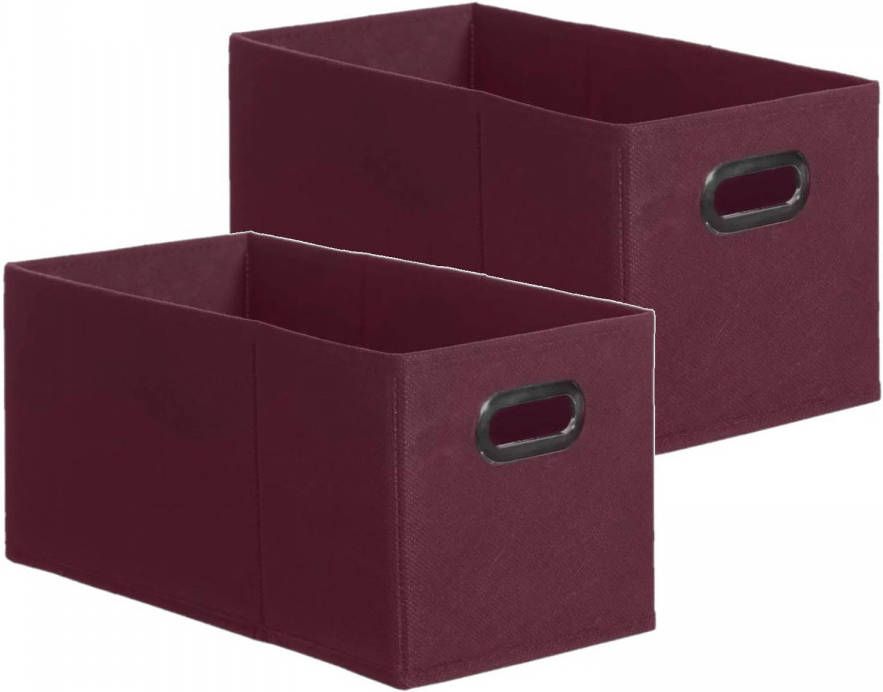 5Five Set Van 2x Stuks Opbergmand/kastmand 7 Liter Aubergine Paars Linnen 31 X 15 X 15 Cm Opbergmanden