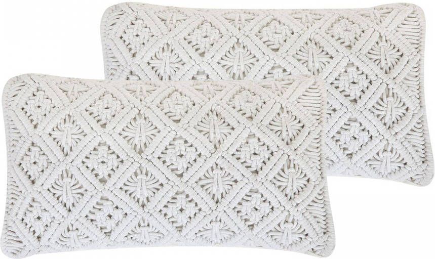 Beliani Alatepe Sierkussen wit katoen