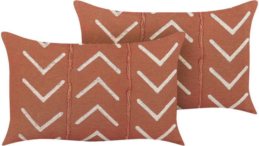 Beliani Albium Sierkussen oranje katoen