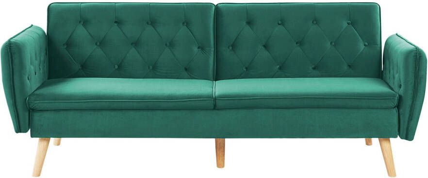 Beliani Bardu Slaapbank groen fluweel