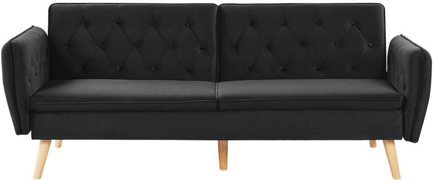 Beliani Bardu Slaapbank zwart fluweel