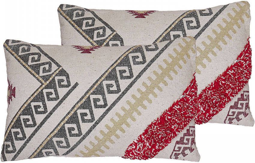 Beliani Betula Sierkussen beige katoen