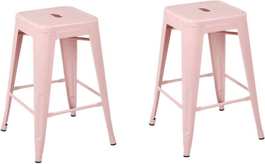 Beliani CABRILLO Set van 2 barkrukken roze
