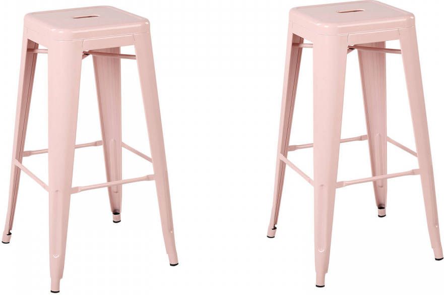 Beliani CABRILLO Set van 2 barkrukken roze