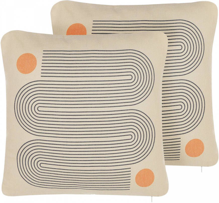 Beliani Calibrachoa Sierkussen beige polyester, Katoen