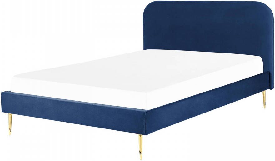 Beliani Flayat Tweepersoonsbed blauw fluweel