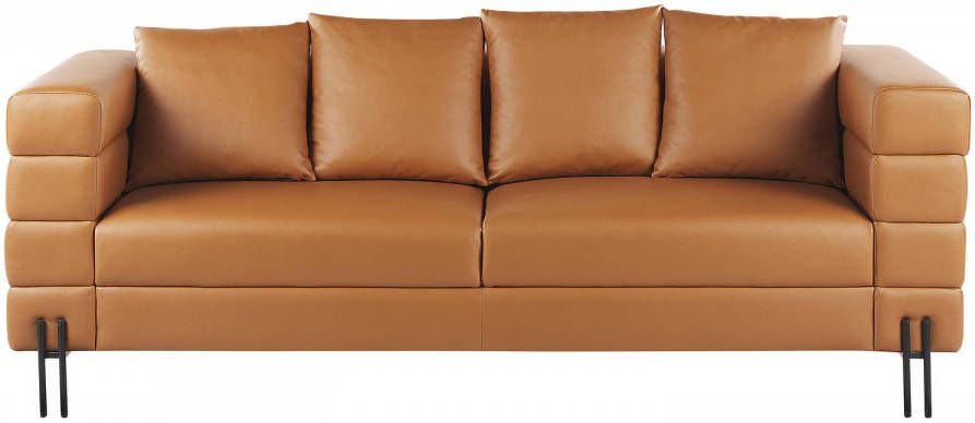 Beliani Granna Driezitsbank bruin kunstleer