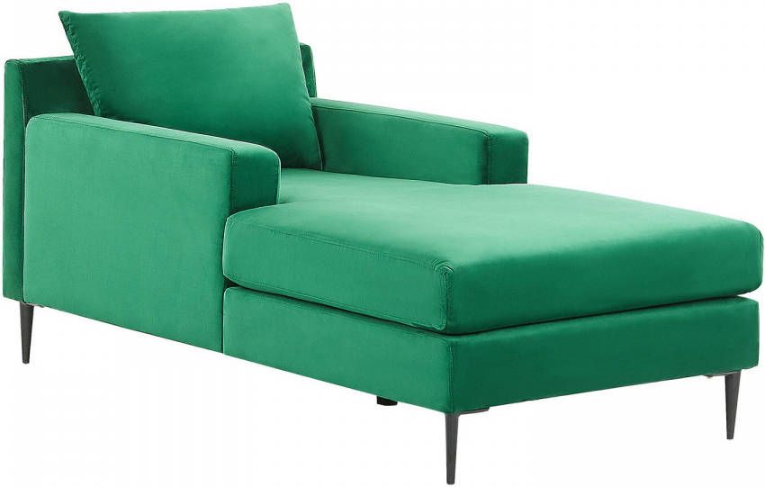Beliani Gueret Chaise Longue groen fluweel