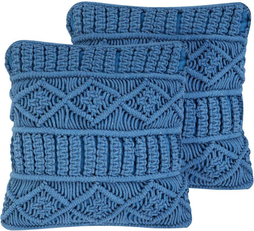 Beliani Karatas Sierkussen blauw katoen