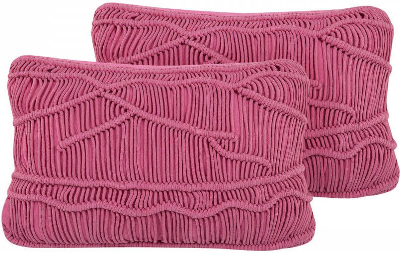 Beliani Kiris Sierkussen roze katoen