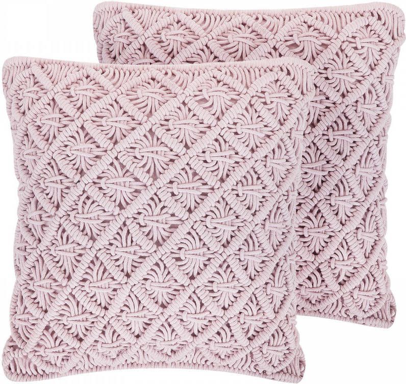 Beliani Kizkalesi Sierkussen roze katoen