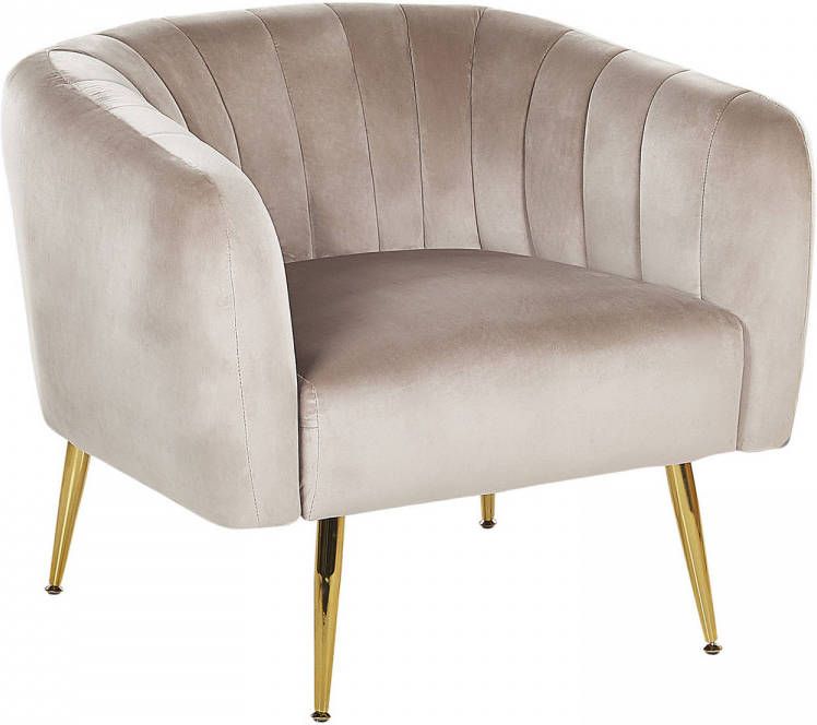 Beliani Laconia Fauteuil beige fluweel
