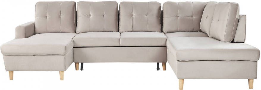 Beliani Lerum Slaapbank beige fluweel