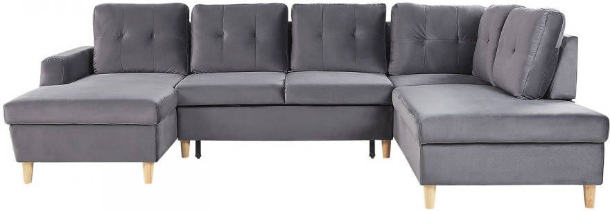 Beliani Lerum Slaapbank grijs fluweel