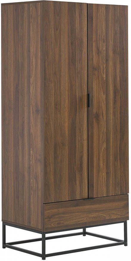 Beliani Lingen Kledingkast donkere Houtkleur vezelplaat