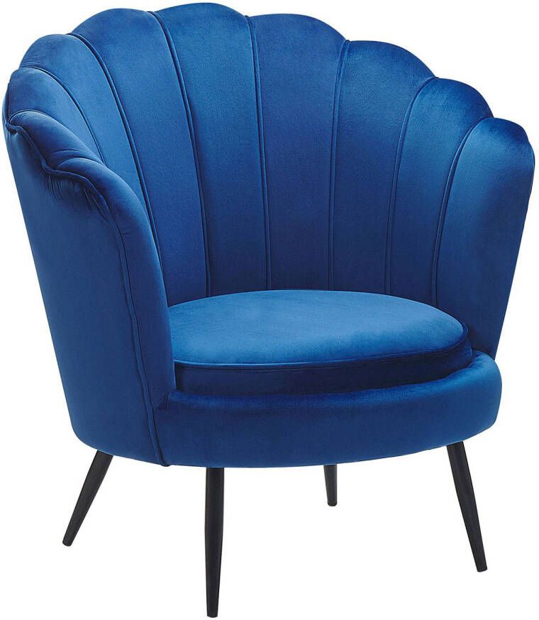 Beliani Lovikka Fauteuil blauw fluweel