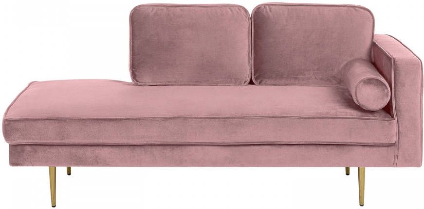 Beliani Miramas Chaise Longue roze fluweel