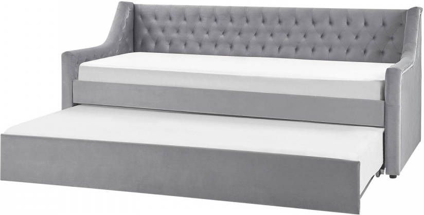 Beliani Montargis Slaapbank grijs fluweel