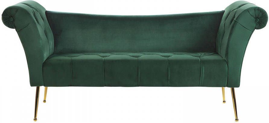 Beliani Nantilly Chaise Longue groen fluweel