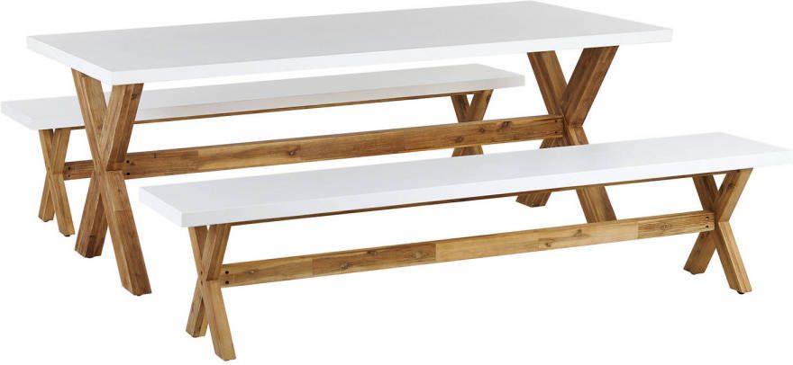 Beliani Olbia Tuintafelset wit vezelcement