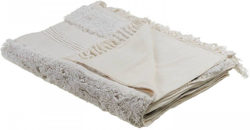 Beliani Raebareli Plaid wit katoen