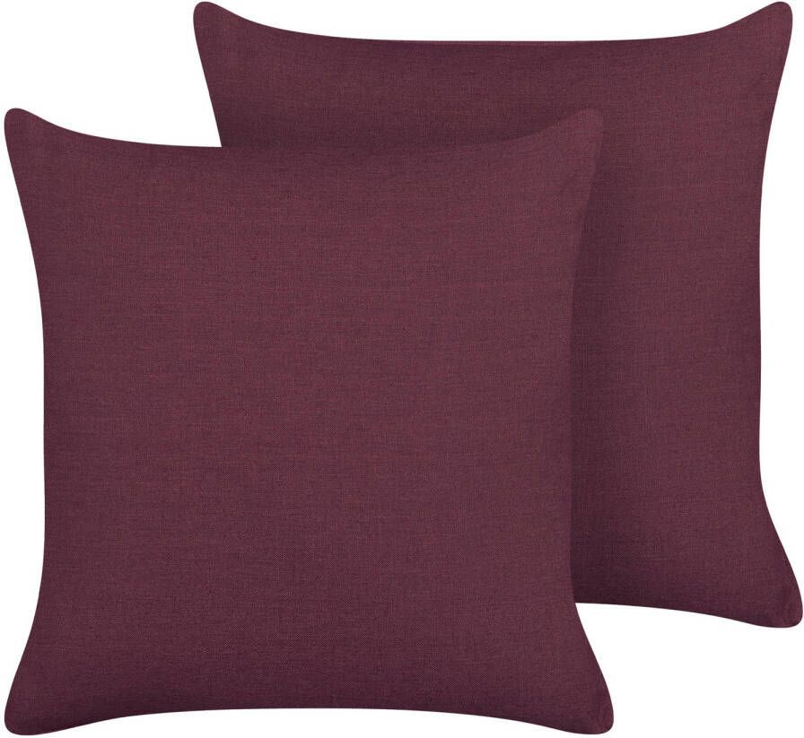 Beliani Sagina Sierkussen paars linnen