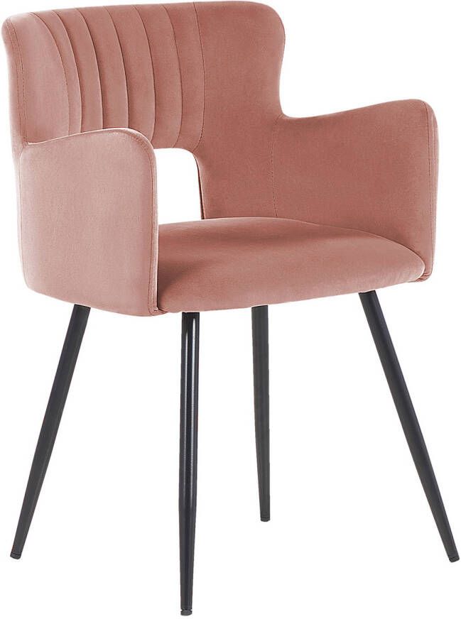 Beliani Sanilac Eetkamerstoel roze fluweel