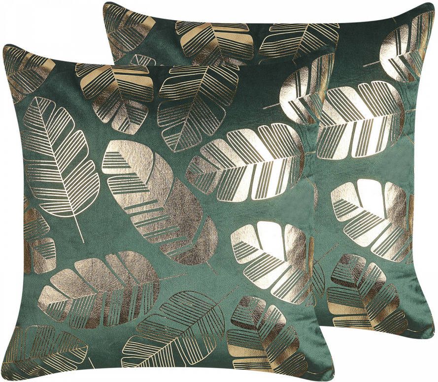 Beliani Sunflower Sierkussen groen fluweel