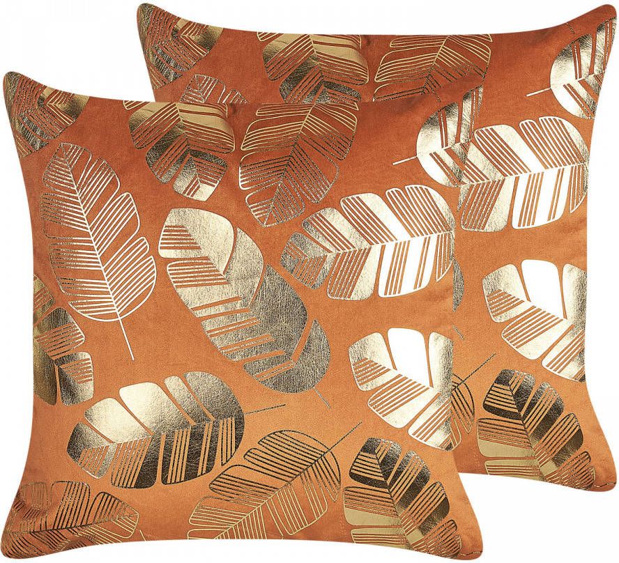 Beliani Sunflower Sierkussen oranje fluweel