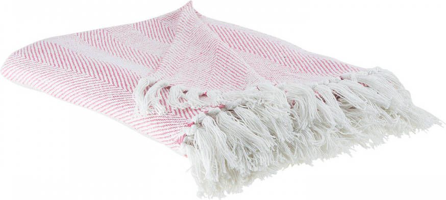 Beliani Tangier Plaid roze katoen