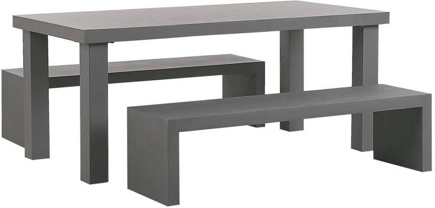 Beliani Taranto Tuintafelset grijs vezelcement