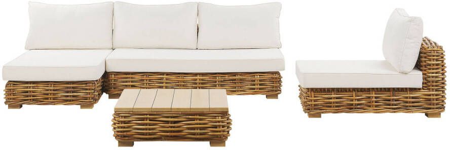 Beliani Varallo Loungeset natuurlijk rotan