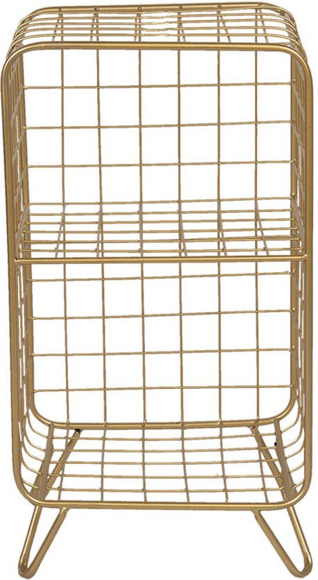 Clayre & Eef Nachtkastje 35x30x65 Cm Goudkleurig Ijzer Rechthoek Opbergkast Halfhoge Kast Goudkleurig Opbergkast