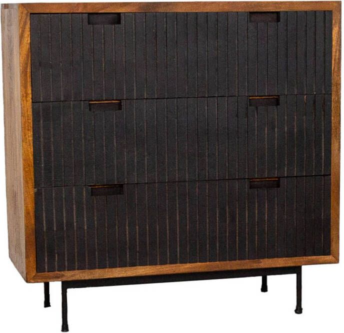 Dimehouse Industriële Ladekast Felix 90x90 Cm 3 Lades Mangohout