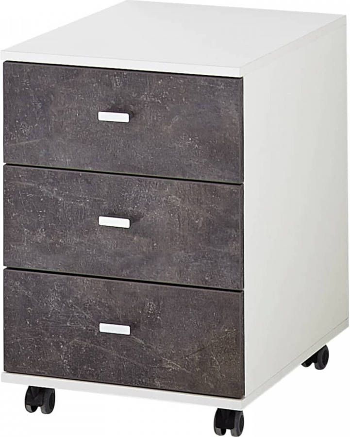 Germania Dossierkast op wieltjes Altino 40x48, 9x56, 9 cm wit en basalt