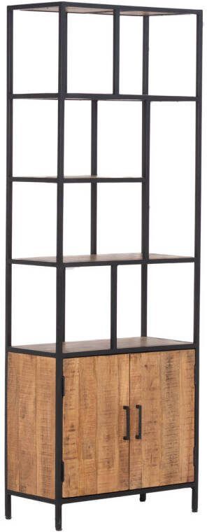 Giga Meubel Vakkenkast Bruin Mangohout Ijzer Frame Kast Brooke