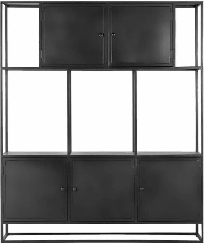 Giga Meubel Vakkenkast Zwart Metaal 160x40x190cm Kast Bodi