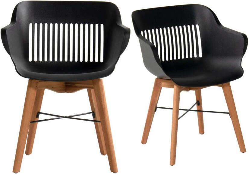 Hartman Jill Tuinstoel Set Van 2 Zwart Houten Onderstel