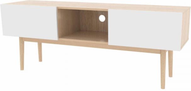 Hioshop Bern Tv Meubel Met 2 Klapdeuren En 1 Plank In Eiken Decor En Wit.