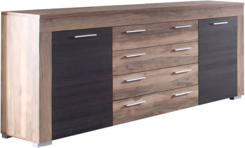 Hioshop Borak Dressoir 2 Deuren En 4 Lades, Walnoot Decor, Touchwood Decor.
