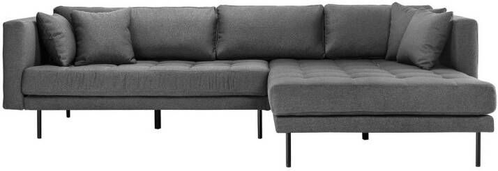 Hioshop Cali Bank Met Chaise Longue Rechts Of Links Gedraaid Met 4 Kussens Grijs.