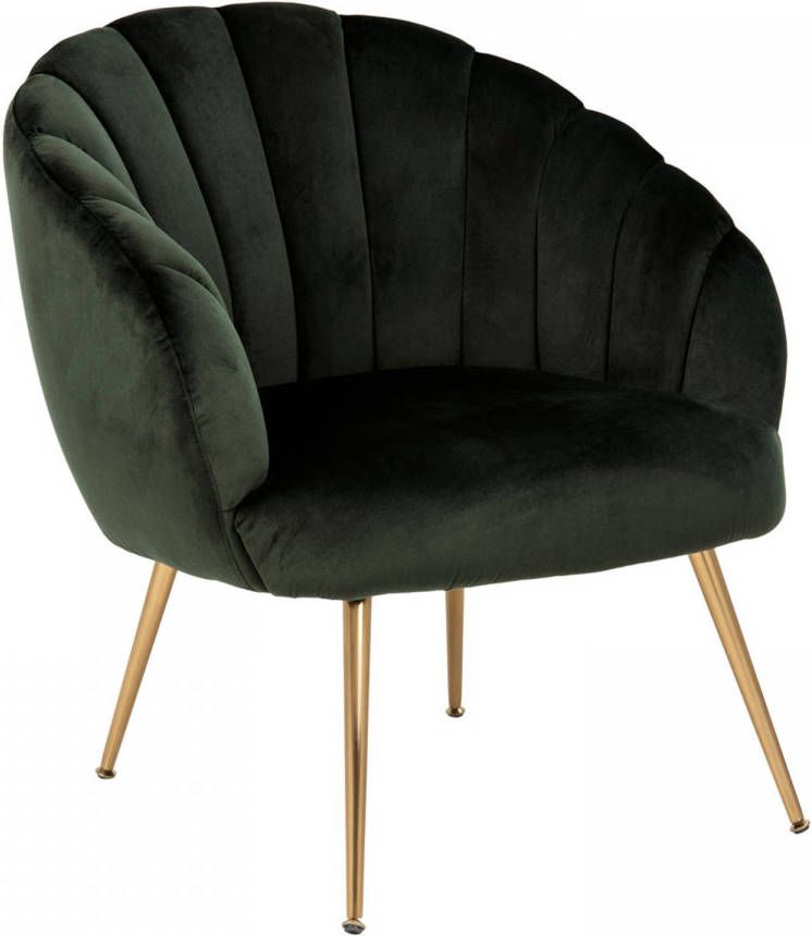 Bendt Fauteuil 'Karoline' Velvet, kleur Dark Green/Gold