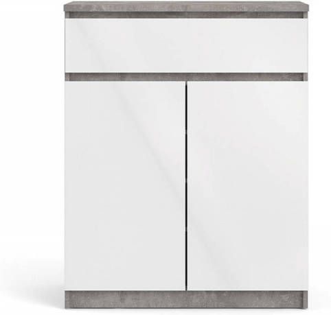 Hioshop Nada dressoir 2 deuren en 1 lade, betondecor/wit hoogglans.