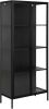 Hioshop Newbor Vitrinekast H180 Met 2 Glazen Deuren, Zwart. online kopen