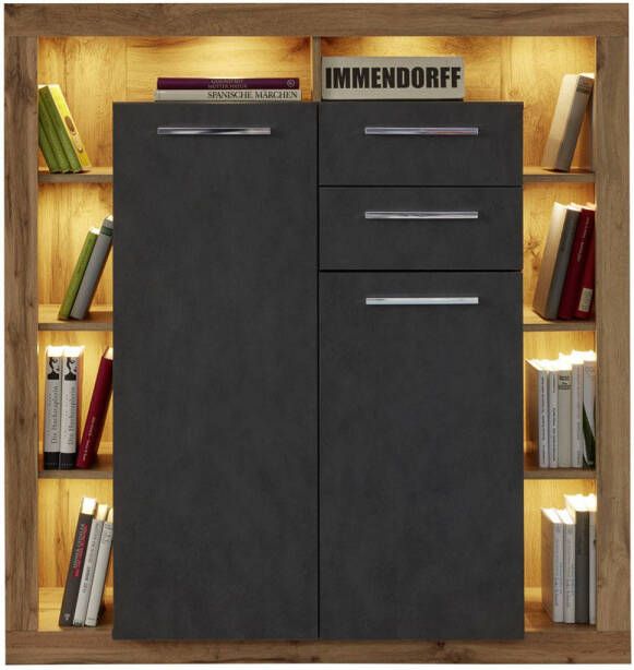 Hioshop Rominia Dressoir 2 Deuren, 2 Lades En 8 Planken, Eiken Decor, Matera Decor.