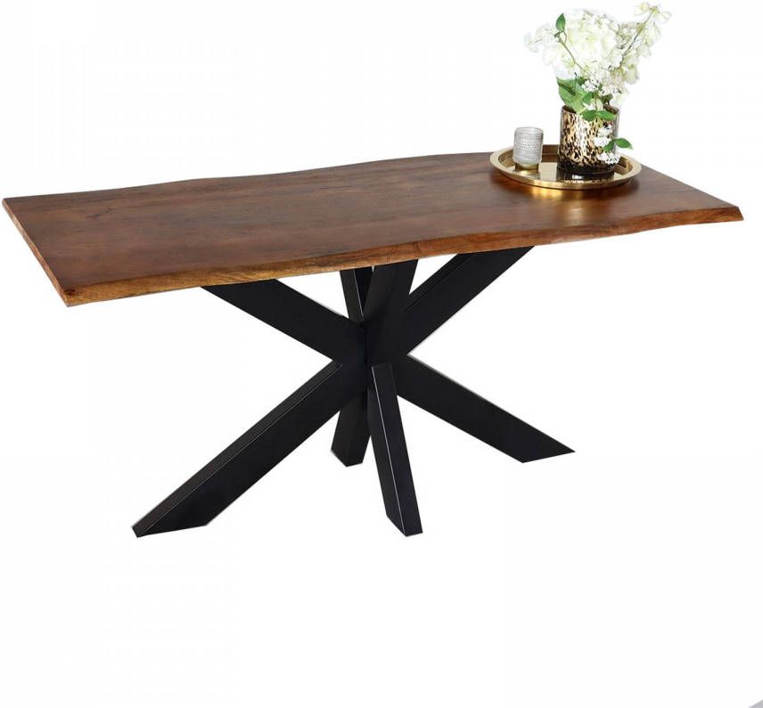 Lizzely Garden & Living Eettafel Boomstam Mangohout 180cm Indiana Industriële Boomstamtafel